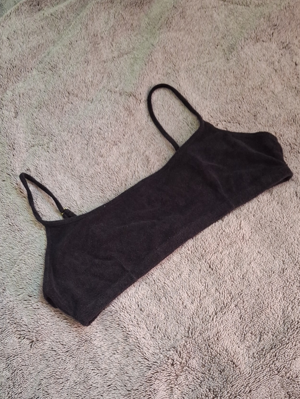 DANIELLE BERNSTEIN Black Slim Terry Cloth Bralette